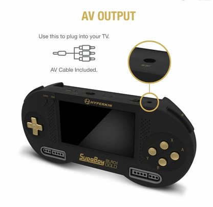 SUPABOY Black/Gold Portable Pocket Console - SNES (Back-Order for early July)