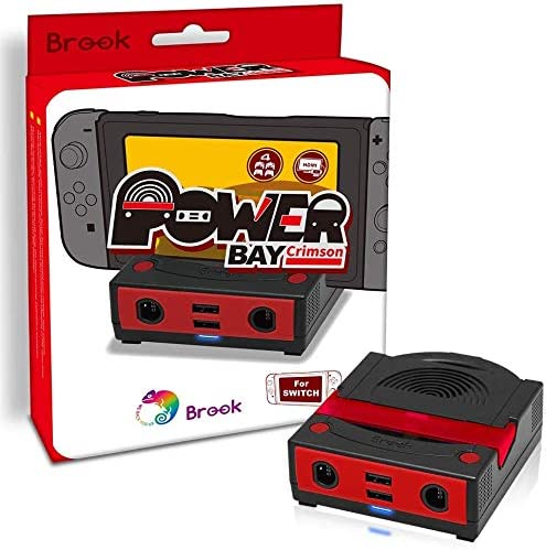 Brook Power Bay Crimson - Portable and Fast Charging Dock Stand, Docking Station for NS Switch, Compatible with Switch and GC Controllers, Support HDMI Out Put